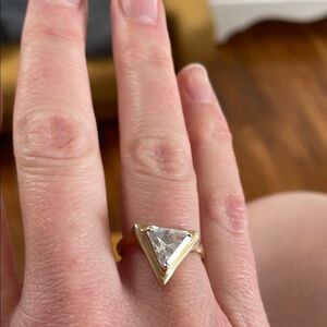 14k gold trillion cut tourmaline ring